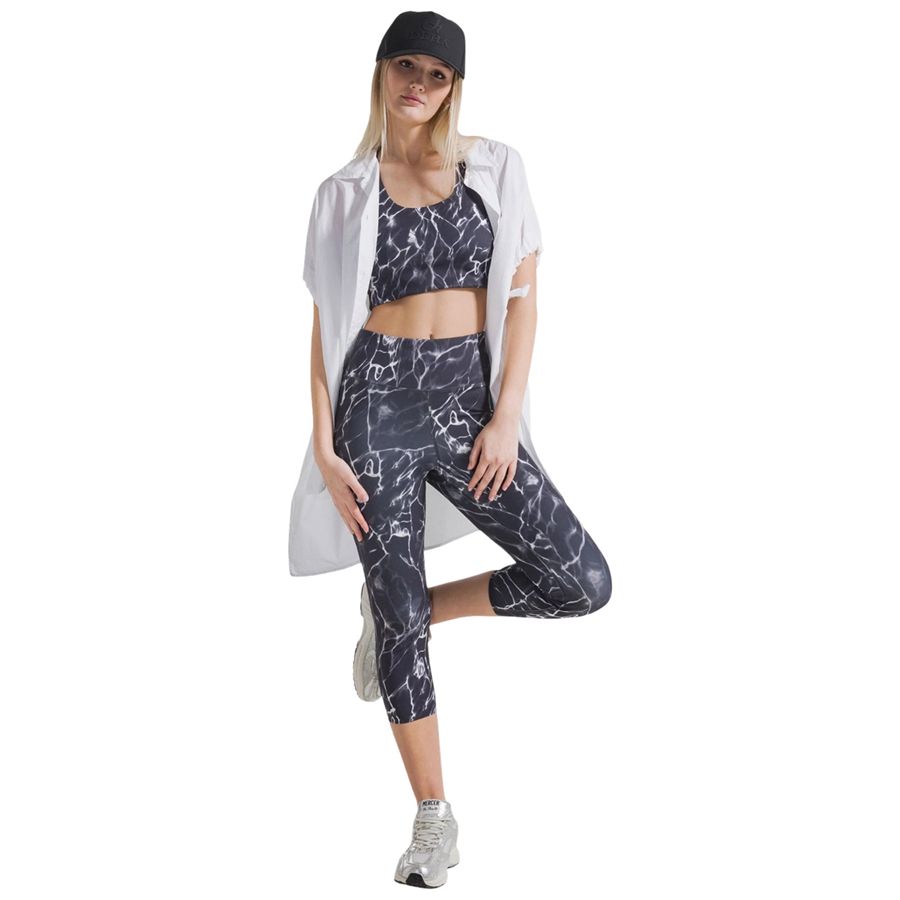 Leggings 7-8 allover in microfibra nero da donna Deha | D4205610009